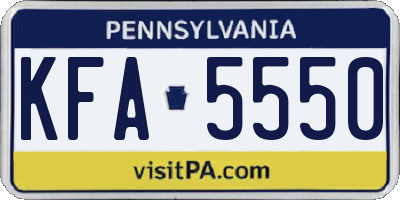 PA license plate KFA5550