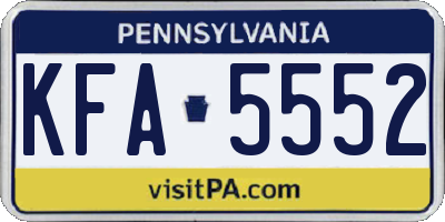 PA license plate KFA5552