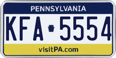 PA license plate KFA5554