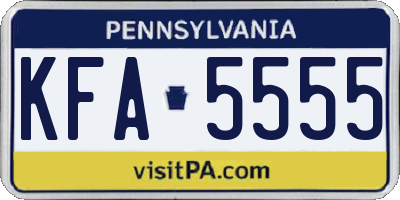 PA license plate KFA5555