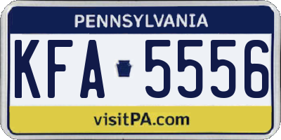 PA license plate KFA5556