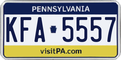 PA license plate KFA5557