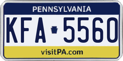 PA license plate KFA5560