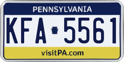 PA license plate KFA5561