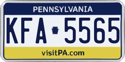 PA license plate KFA5565