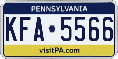 PA license plate KFA5566