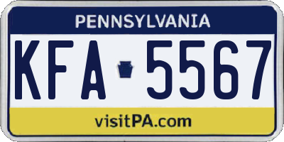 PA license plate KFA5567