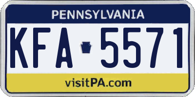 PA license plate KFA5571