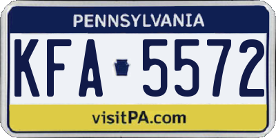 PA license plate KFA5572