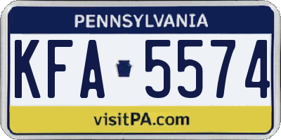 PA license plate KFA5574