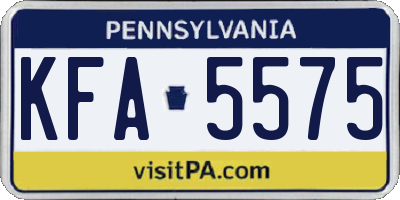 PA license plate KFA5575