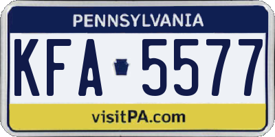 PA license plate KFA5577