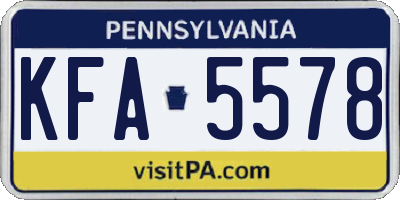 PA license plate KFA5578