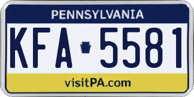 PA license plate KFA5581