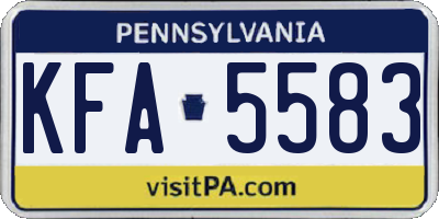 PA license plate KFA5583