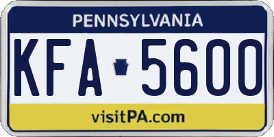 PA license plate KFA5600