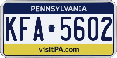 PA license plate KFA5602