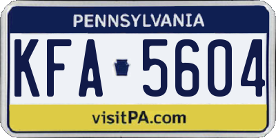 PA license plate KFA5604