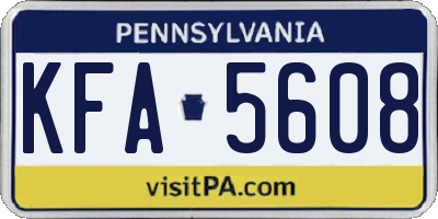 PA license plate KFA5608