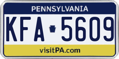 PA license plate KFA5609