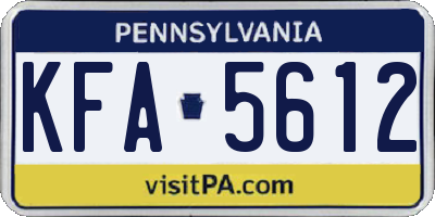 PA license plate KFA5612