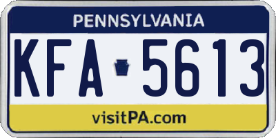 PA license plate KFA5613