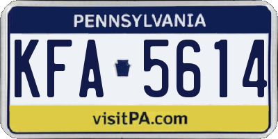 PA license plate KFA5614