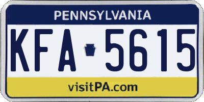 PA license plate KFA5615