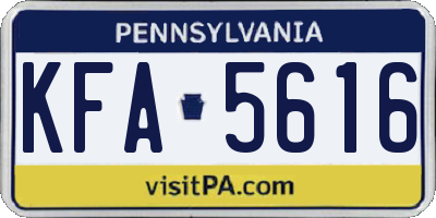 PA license plate KFA5616