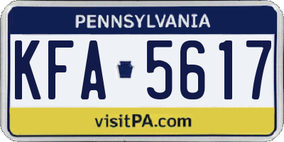 PA license plate KFA5617