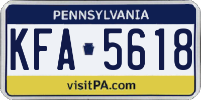 PA license plate KFA5618