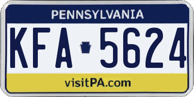 PA license plate KFA5624