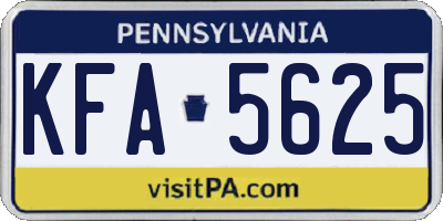 PA license plate KFA5625