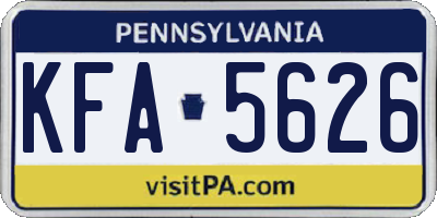 PA license plate KFA5626