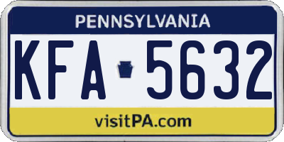 PA license plate KFA5632