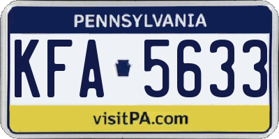 PA license plate KFA5633
