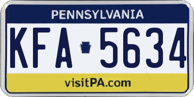 PA license plate KFA5634