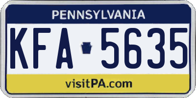 PA license plate KFA5635