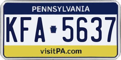 PA license plate KFA5637