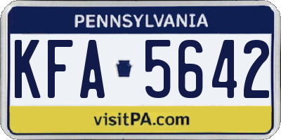 PA license plate KFA5642