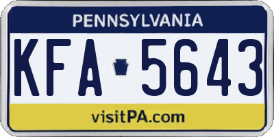 PA license plate KFA5643