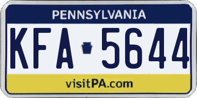 PA license plate KFA5644