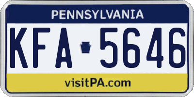 PA license plate KFA5646