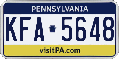 PA license plate KFA5648