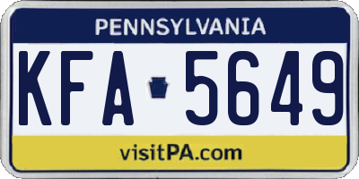 PA license plate KFA5649