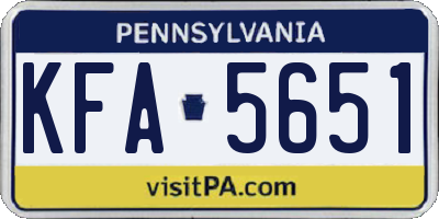 PA license plate KFA5651