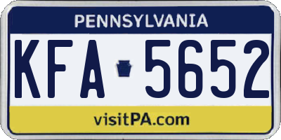 PA license plate KFA5652