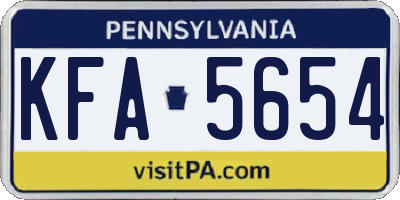 PA license plate KFA5654