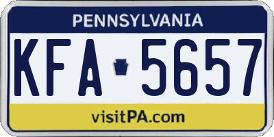 PA license plate KFA5657