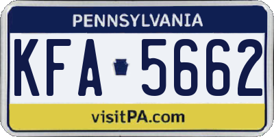 PA license plate KFA5662